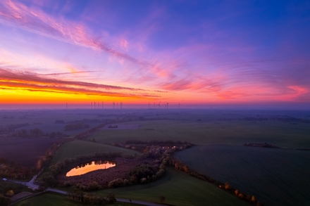 Luftbild Sonnenaufgang Uckermark