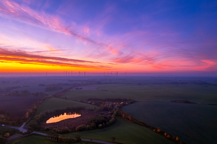 Luftbild Sonnenaufgang Uckermark